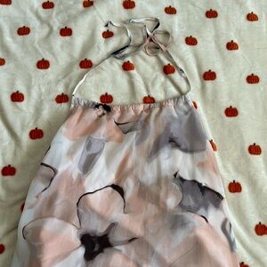 Worn once, light pink floral pattern maxi dress